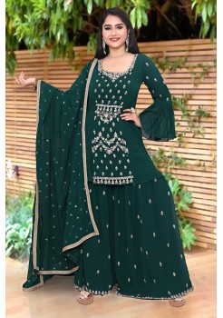 Peacock Green Georgette Designer Sharara